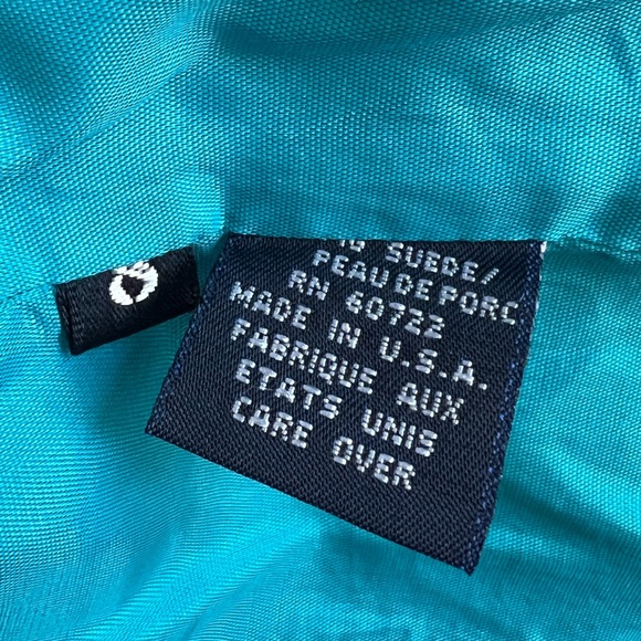 Vintage Burberry Turquoise Pig Suede Jacket UK 8 / US 6 - Picture 13 of 15